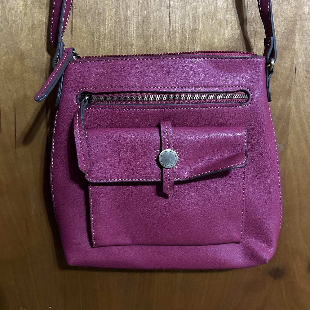 St. Johns Bay Pink Faux Leather Crossbody Handbag Purse